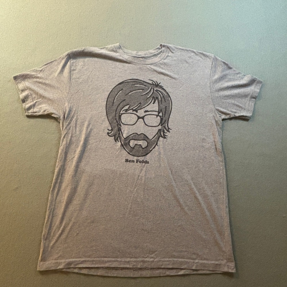 Ben Folds Graphic T-Shirt Mens L Gray Short Sleeve Indie Rock Band Concert Tee
